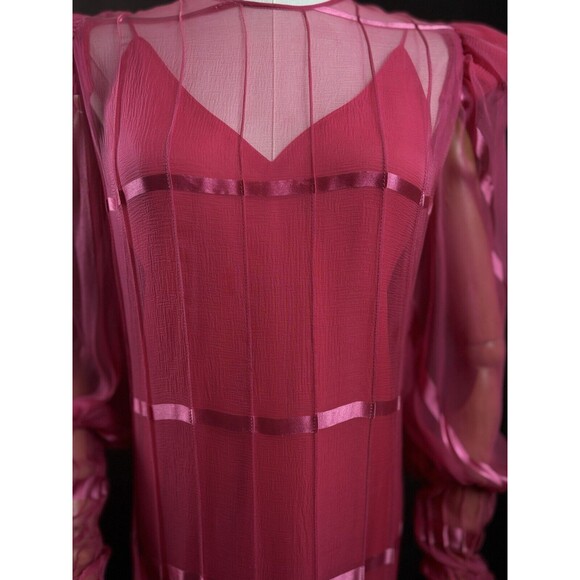 Beautiful 1980s Judy Hornby Couture Vintage 2pc Silk Dress & Slip Set sz 14 - Picture 4 of 8